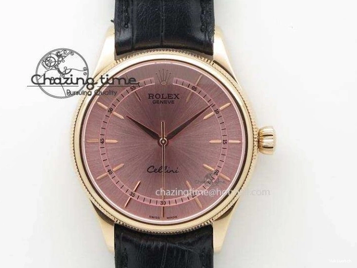 Black RG A3165 Dial Leather Date On Stick Best Edition Strap VF Cellini Markers Black 0708